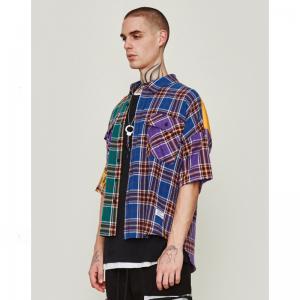 China Small quantity clothing manufacturers Polyester Grid Men Shirts on sale