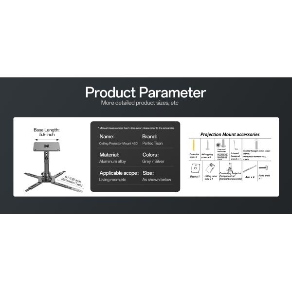 Large Projector Ceiling Mount Gray Ceiling Projector Mount With Adjustable Extension