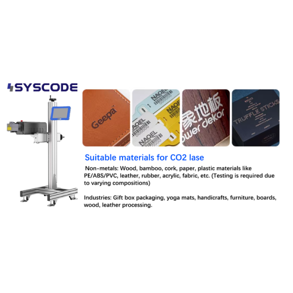 All-in-One 60W CO2 Laser Marking System with 10" Touchscreen for Permanent Marking on Food Packaging, Fabric & Rubber