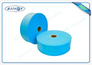 China Hydrophilic and non toxic SSP spun bond non woven medical fabric blue / green 25gr on sale