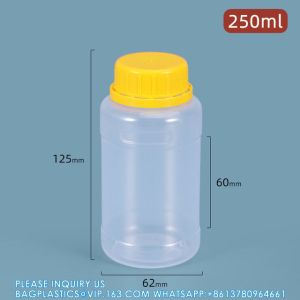 Clear 250ml Round Plastic Liquid Reagent Storage Container Food Grade PP