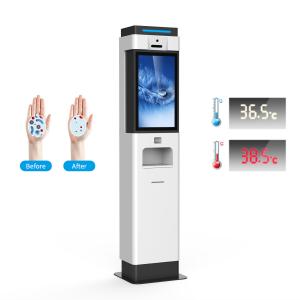 China 21.5inch Ai Face Recognition Camera Door Access Control Terminal Temperature Measurement Stand Hand Wash Dispenser Kiosk on sale
