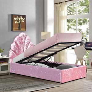 Quality Pink Upholstered Queen Beds Gas Lift Up Storage Platform Bed Frame for sale