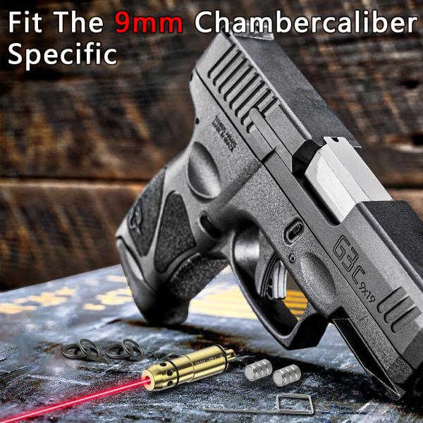 9mm Red Laser Bore Sight Laser Boresighter With Chamber Extractor Tool And 9 Batteries
