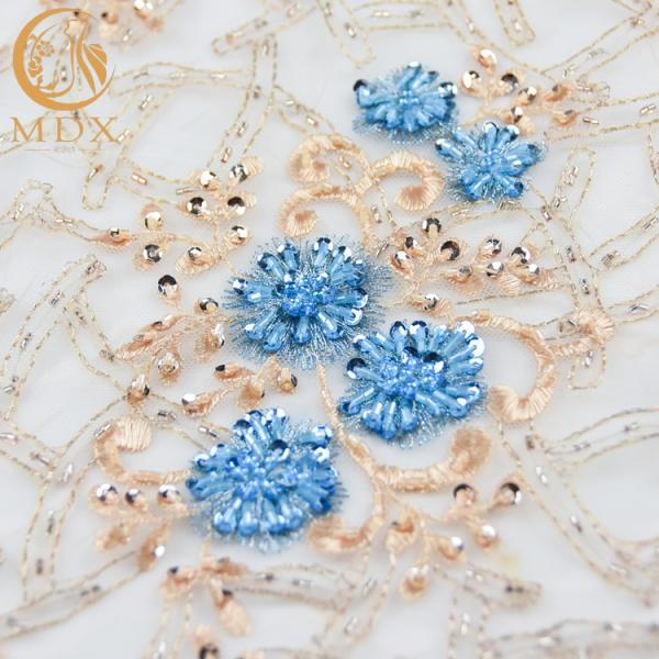 High End Embroidered Sequin Lace Fabric Nigeria Multicolor Water Soluble