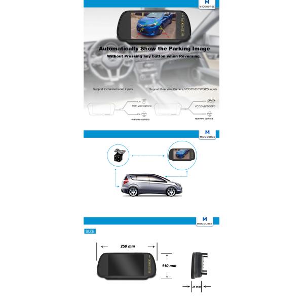 7 inch lcd monitor car reverse parking sensors with rear view camera