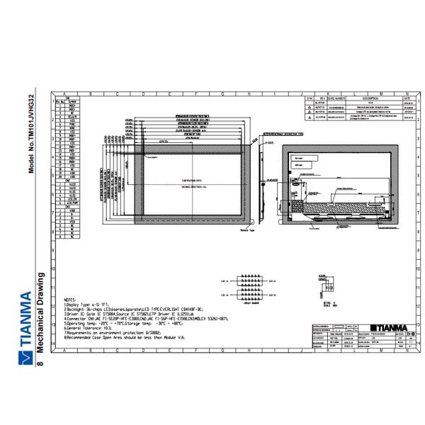 10.1Inch 1280×800 Lcd Touch Display 850Nits TM101JVHG32-01 LVDS Interface Industrial