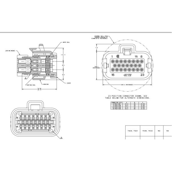 776273-1 TYCO AMPSEAL 14 Rectangular Connectors Housings Plug Black terminal block connector