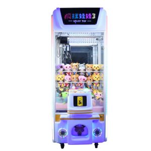 Quality Crazy Toy 3 Colorful Arcade Crane Machine , Crane Claw Teddy Bear Stuffing Machine for sale