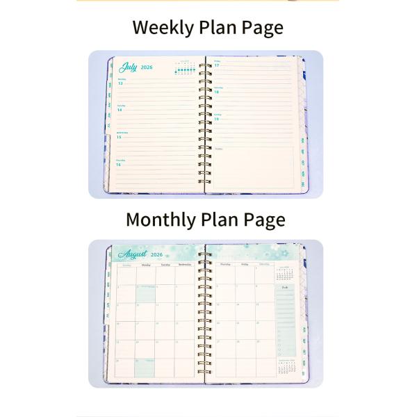 Lined Ruling Spiral Hardcover Notebook with 100 Pages and Embossed Design Technique