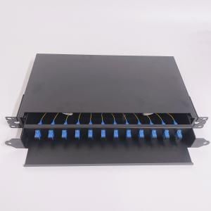 Quality 12 Ports Optical Fiber Patch Panel Drawer Sliding 1U Black Color Rack Mount for sale