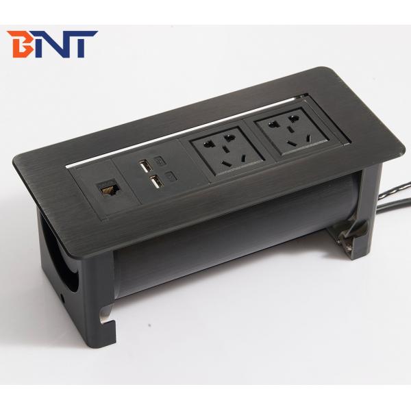 Thick aluminum material manual flip up conference table power socket