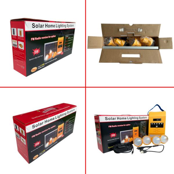 7.4V 5200mAH Li Ion Solar Powered Radio Kit 4pcs * 2W Bulbs Solar Home Lighting System