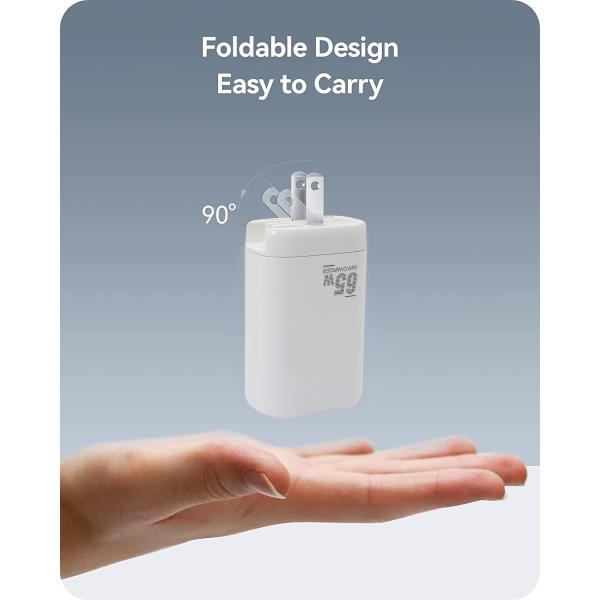 65W 3 Port Fast Charging Wall Charger USB C Type C Charger Block For Tablets Phones