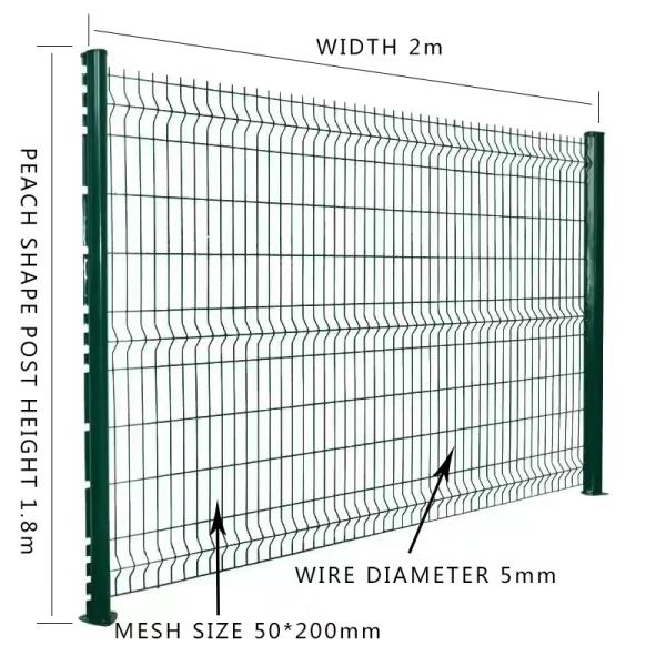 Welded Type Farm 3d Wire Mesh Fence 5mm Diameter