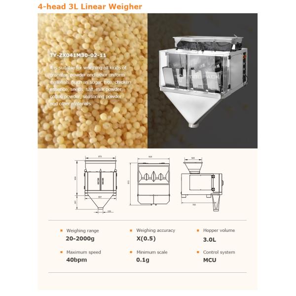 IP65 Single Head Weigher Packing Machine For Melon Seeds Chrysanthemum Tea