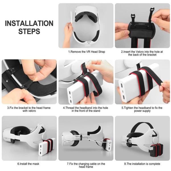 Oculus Quest 2 Battery Strap Adjustable Fixed VR Headset Strap