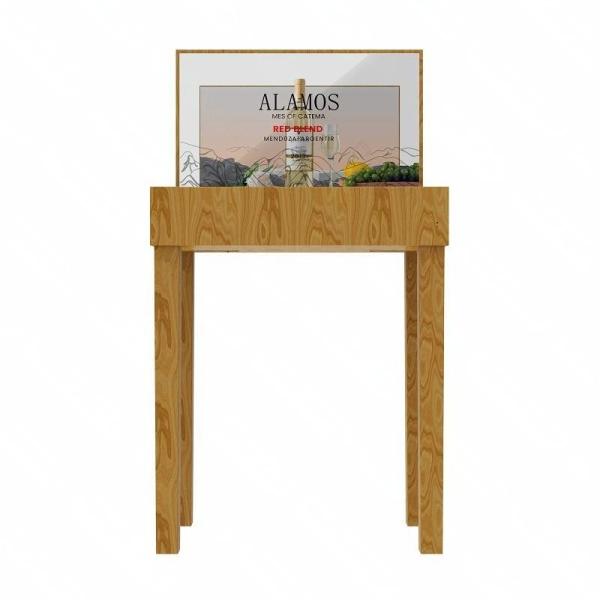 Side view of wine cabinet with OLED display