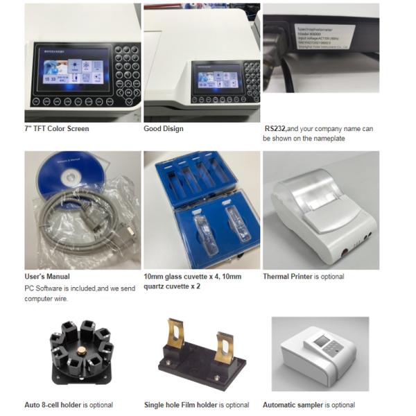Double Beam UV-Vis Spectrophotometer with Customized Support and 0.004A Stability
