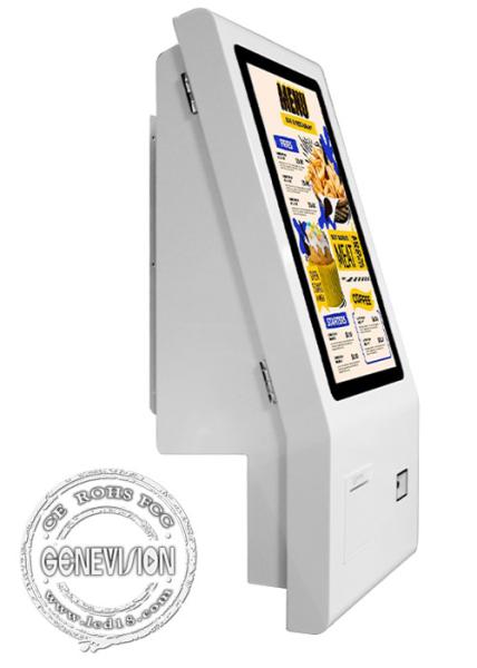 Buy 24" Desktop Ticket Printer QR Code Android PC AIO Cashless Automatic Scanner Self Service Kiosk For Restaurant at wholesale prices