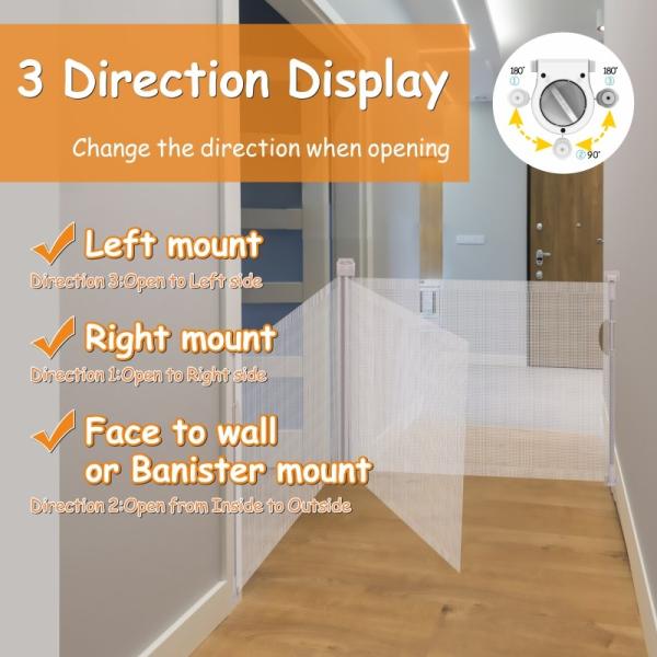 Retractable Mesh Baby Safety Gates Aluminum Frame For Hallways