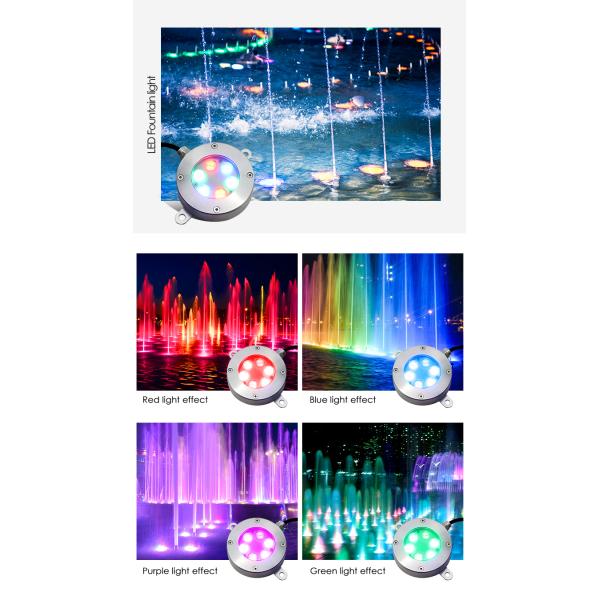 OEM ODM DMX Control RGB LED Fountain Light IP68 Waterproof 6*2W 6*3W RGB Led Color With U Type Bracket