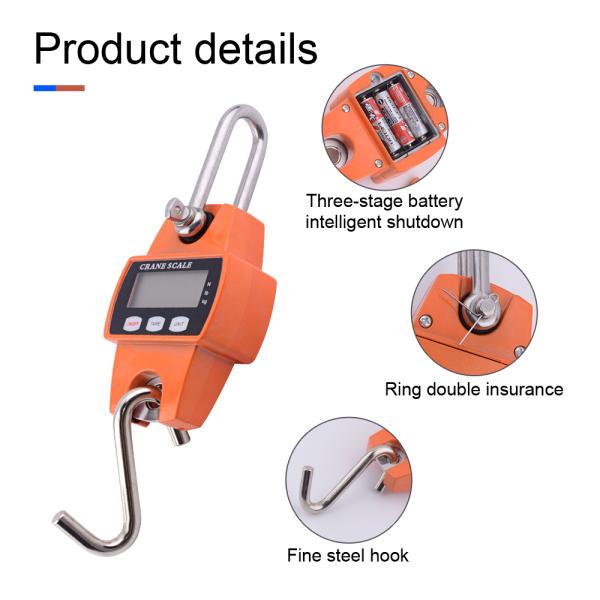 Digital Hook Scale LCD Smart Electronic Professional Waterproof Detachable Hook Industrial Scale Hanging Blue Orange