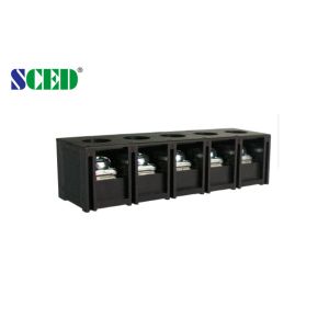Black 40A Barrier Terminal Block For Power Cover 2-18 Poles / M4 Screw Brass PBT