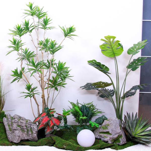 No Caring Artificial Landscape Trees With Lily Bamboo Monstera Small Plants Evergreen