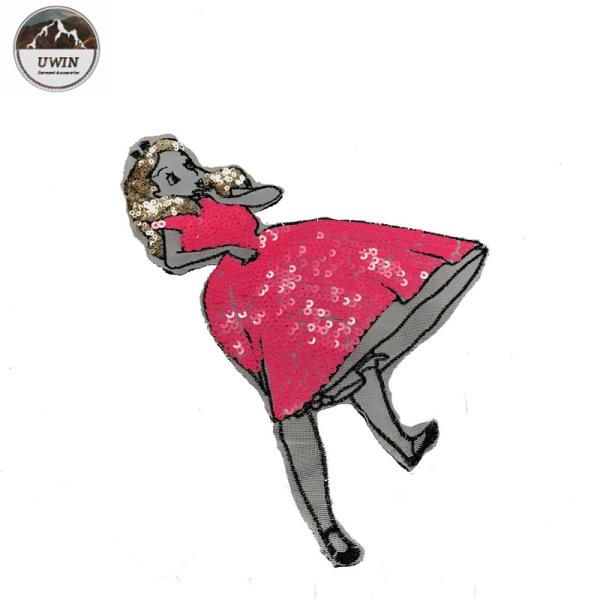 Sheep Animal Sequin Embroidery Patches White Merrowed Border For Decoration