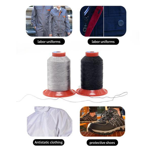 100% Polyester Anti-static Conductive Thread for ESD Fabric Garment Thread diameter 0.45mm