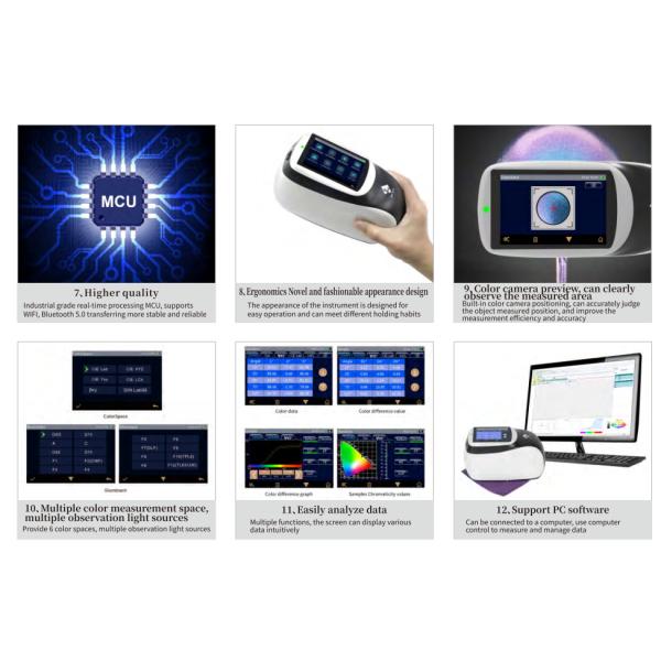 Portable Aluminum Alloy Spectrophotometer 8 Angle Multi-Angle Handheld LED Light Meter Testing Equipment