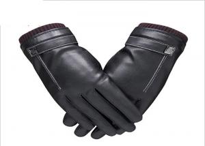 Quality Thick Mens Leather Gloves Touch Screen Jacquard Technology CE Approved for sale