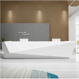 Customized reception desk design fancy modern office reception counter front