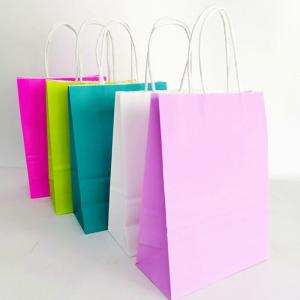 China Foldable Gravure Printing CMYK Kraft Paper Handles Bags on sale