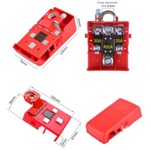 Car Secured Contact Post 32V 400A Battery Distribution Terminal Block Set For Auto Marine Car Trailer RV Boat