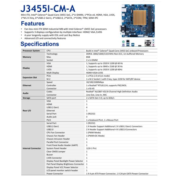 DDR4 Memory Type Industrial Atx Motherboard J3455I-CM-A For Original ASUS Celeron N5105