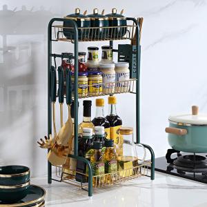 Quality 3 Tier Countertop Kitchen Rack Stainless Steel Green Gold 1.8 Litres Volume for sale