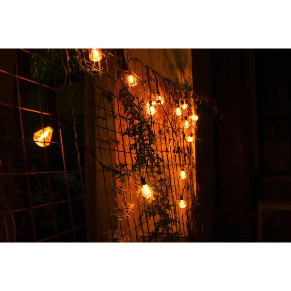Outdoor String Lights 50Ft 24 Bulbs LED Patio Lights String E12 Hanging Sockets Waterproof IP65 Diamond Shaped Festoon Lights