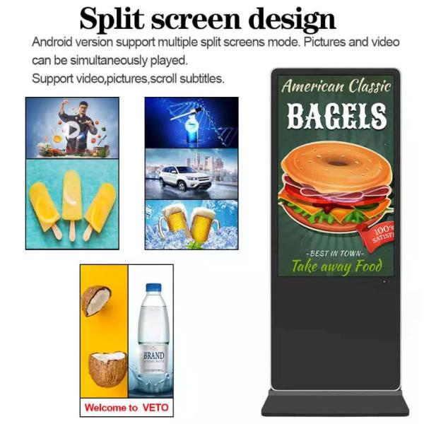 HD WIFI wall mount 21.5 Touch Screen Digital Signage 178x178 Viewing Angle High Contrast Ratio