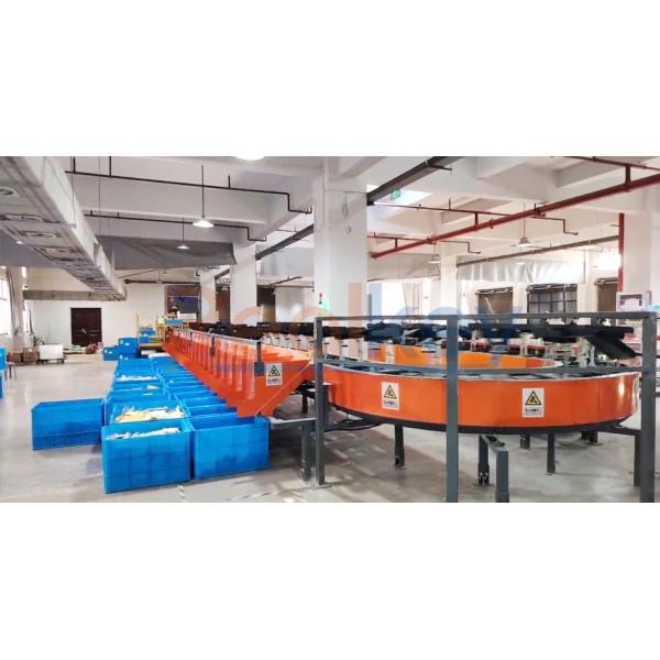 Reliable Tilt Tray Conveyor Warehouse Sorter Low Energy Consumption 7200-10800p/H Capacity