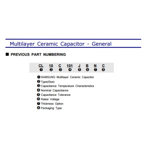 CL10C100CB8NNNC General Purpose Capacitor 10pF 50V Ceramic Material