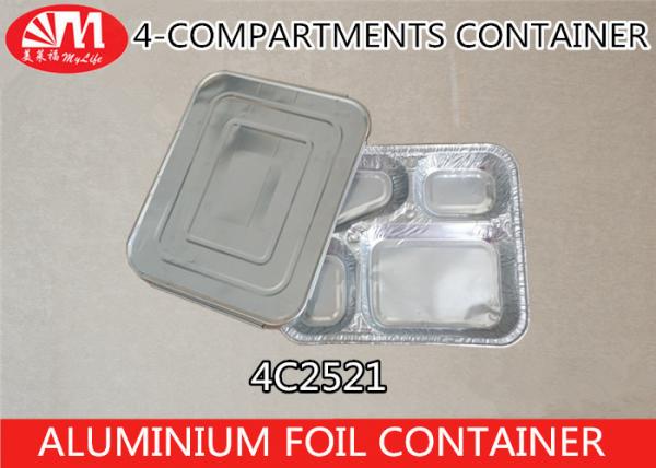 Buy 4C2521 Aluminium Foil Products 4 Compartment Foods Packing Container 850ml Volume at wholesale prices