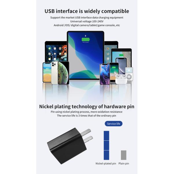 5V 0.6A Universal USB Wall Charger 100V - 240V Input Voltage