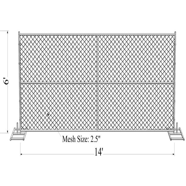 16GA/ 1.6mm thick 1⅗"(40mm) pipes cross brace chain wire mesh 2"x2" (50mm x 50mm) 8ftx12ft construction temp fence