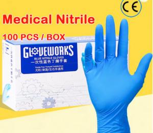 Quality Blue Medical Safety Gloves , Disposable Nitrile Powder Free Examination Gloves for sale