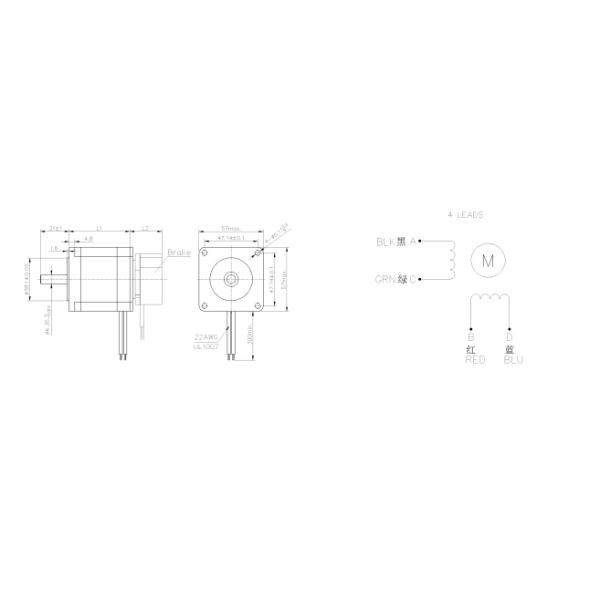 1.8° Step Angle 57mm Hybrid Servo Motor Brake Stepper Motor Two Phase