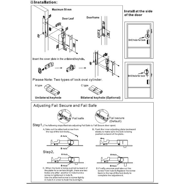 Electric Drop Bolt Lock For Important Place , Electric Deadbolt Lock With Key