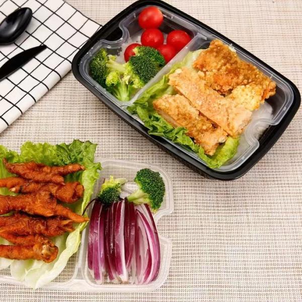 Disposable Plastic Meal Prep Containers Rectangular With Inner Tray