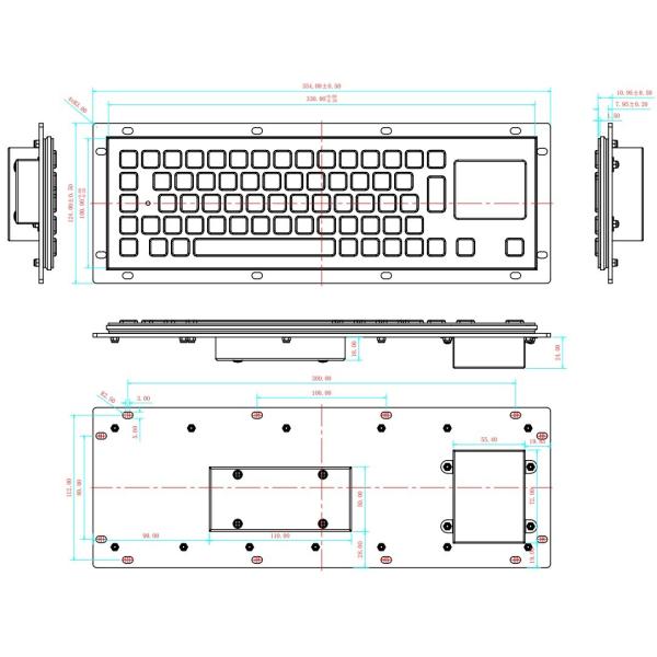 Electroplated Black Rugged Vandalproof IP65 compact backlit panelmount stainless steel keyboard with touchpad.
